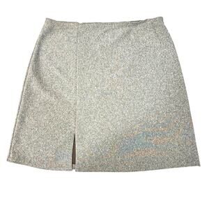 VTG Y2K Gray Knit Mini Skirt Front Slit Preppy Dark Academia Downtown Girl M